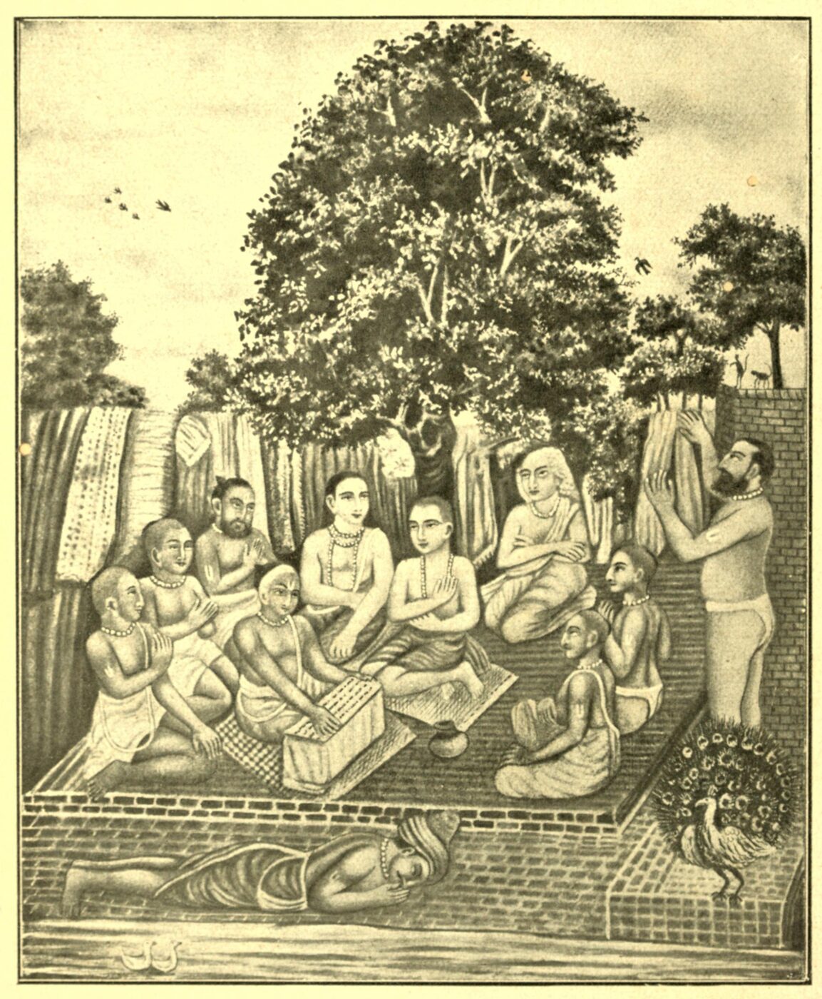 Nimai among the brahmana scholars and students of Nabadwip.