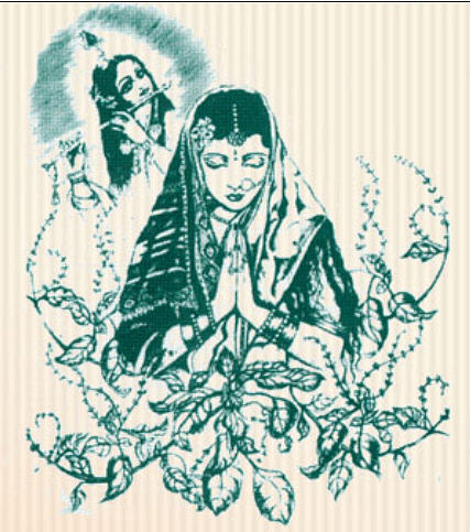 Traditional devotional portrait of Srimati Gangamata Goswamini.