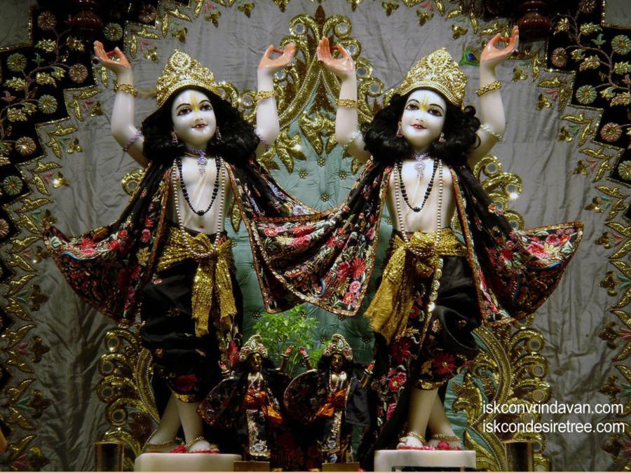 Sri Sri Gaura-Nitai Deities at ISKCON Vrindavan — a devotional illustration used on the source page alongside Gopinatha's closing prayer for renunciation; not a literal depiction of any event in his own story.