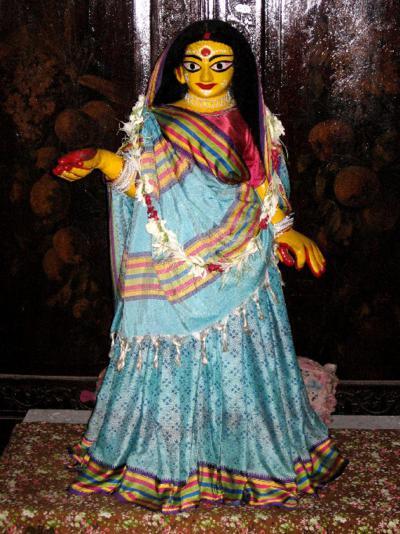 A devotional image of Jahnava Devi, who after 1534 was accepted as acharya and head of the Gaudiya Vaishnava movement.