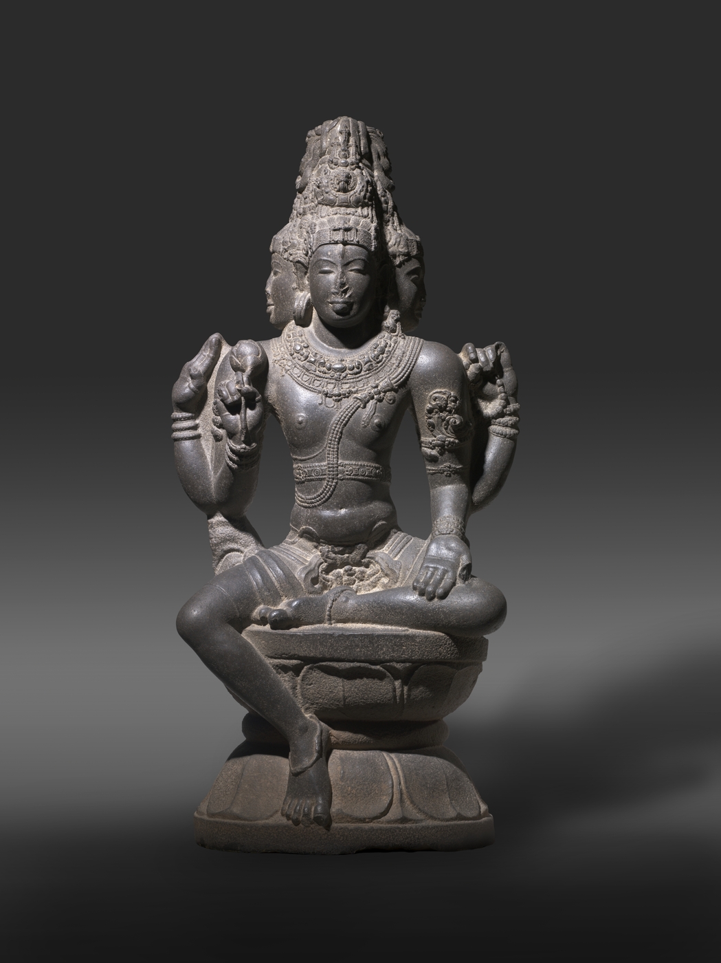A granite sculpture of Brahma from the Chola dynasty, Tamil Nadu, held in the Cleveland Museum of Art.