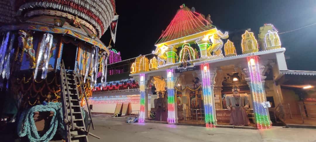 The Udupi Sri Krishna Matha decorated during the Paryaya festival, the two-year rotation of Deity-worship duty among the eight mathas, still observed today.