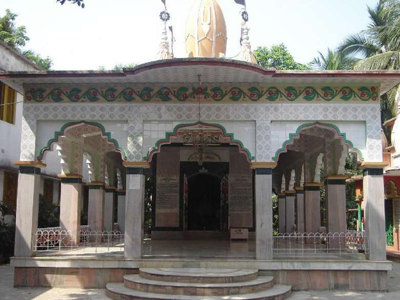 The Sri Sri Gaura Nityananda Mandir, built on the site of Nandana Acharya's own house in Ishodyan, Mayapur, housing Deities of Sri Chaitanya Mahaprabhu and Nityananda Prabhu.