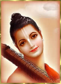 A devotional portrait of Narada Muni with his vina.