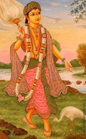A devotional painting of the cowherd boy Arjuna, used by Gaudiya History to illustrate Parameshvara Dasa's identity in Krishna's Vraja pastimes as one of the twelve gopalas; no individual portrait of Parameshvara Dasa himself survives.