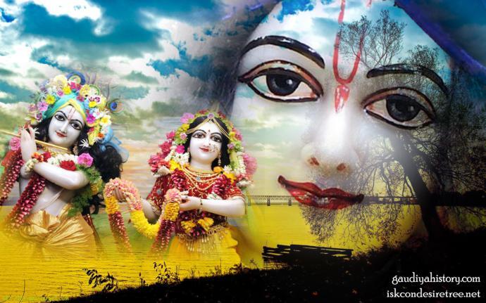Deity forms of Radha and Krishna dressed in flower garlands — the krishna-katha and rasa-lila devotion that the whole Pradyumna Mishra episode was ultimately about, and that later tradition continues to remember him for seeking out.