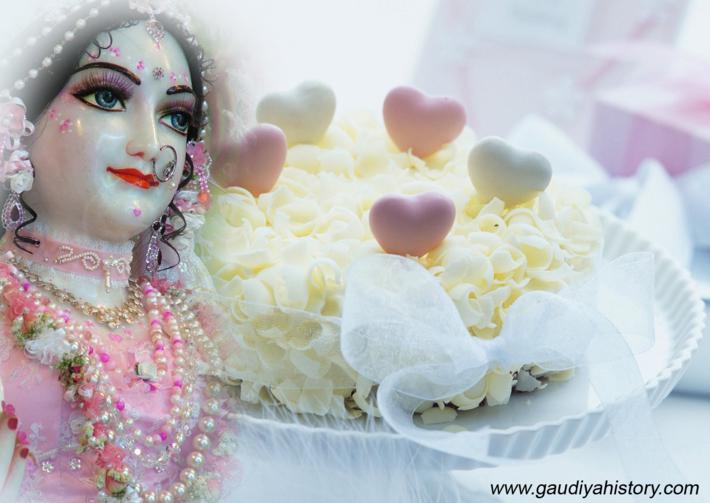 Deity art evoking Dhanishtha, the gopi of Vraja whom the Gaura-ganoddesha-dipika identifies as Raghava Pandit's earlier spiritual identity.