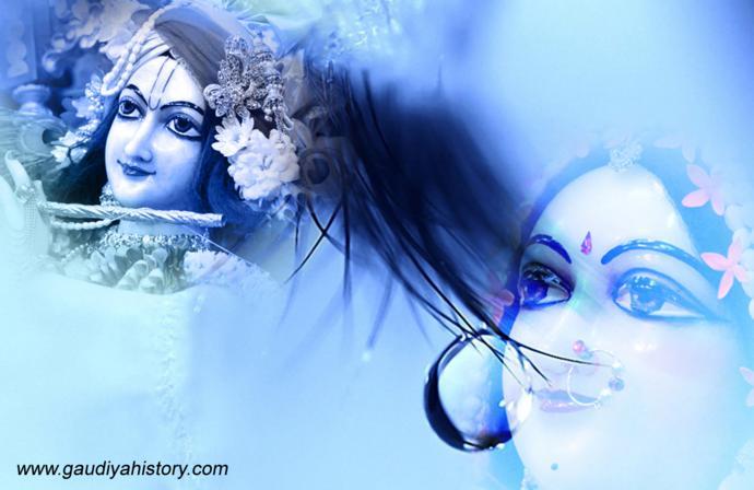 A devotional image evoking viraha, the mood of separation from Krishna — the same mood of Radha's longing for Krishna that the verse Madhavendra Puri chanted on his deathbed expresses.