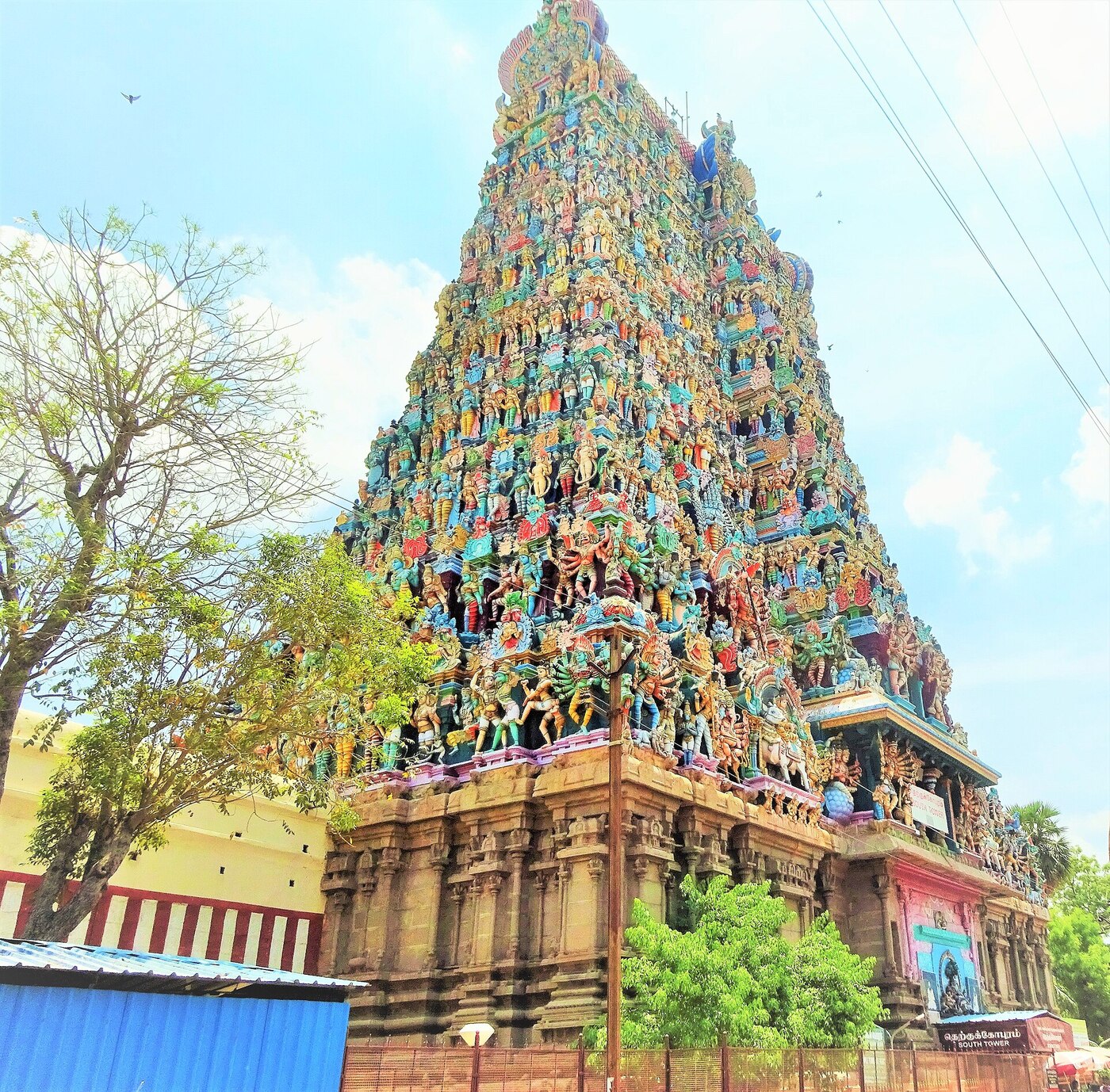 The gopuram of the Meenakshi Amman Temple in Madurai (ancient southern Mathura), the town where Sri Chaitanya Mahaprabhu met Ramadasa Vipra.