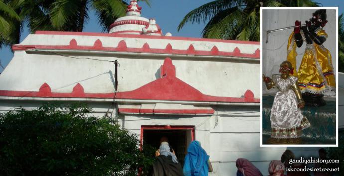 The Radha-Rasika Deities with Their temple at Kunja Math, Puri — the temple tradition holds Rasikananda established on land offered after the Ratha-yatra episode.