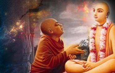 Sarvabhauma Bhattacharya converses with Sri Chaitanya Mahaprabhu at Jagannatha Puri.