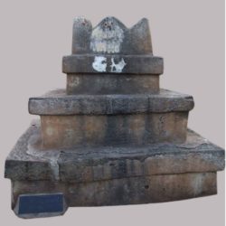 A traditional devotional portrait of Sri Kavindra Tirtha, the disciple ordained by Vidyadhiraja Tirtha in Rajendra Tirtha's place -- and, per the matha's own biography, Rajendra Tirtha's own brother in worldly life -- as displayed on the ma